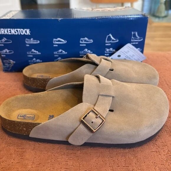 Birkenstock Beige Suede Winter Clogs - Picture 2 of 4